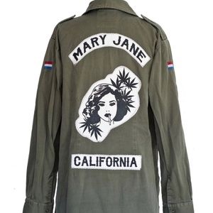 Vintage Redeux Mary Jane Colorado Military Army Jacket with Back Patches Sz sm